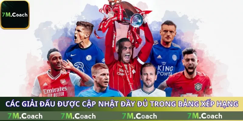 Các giải đấu được cập nhật đầy đủ trong bảng xếp hạng